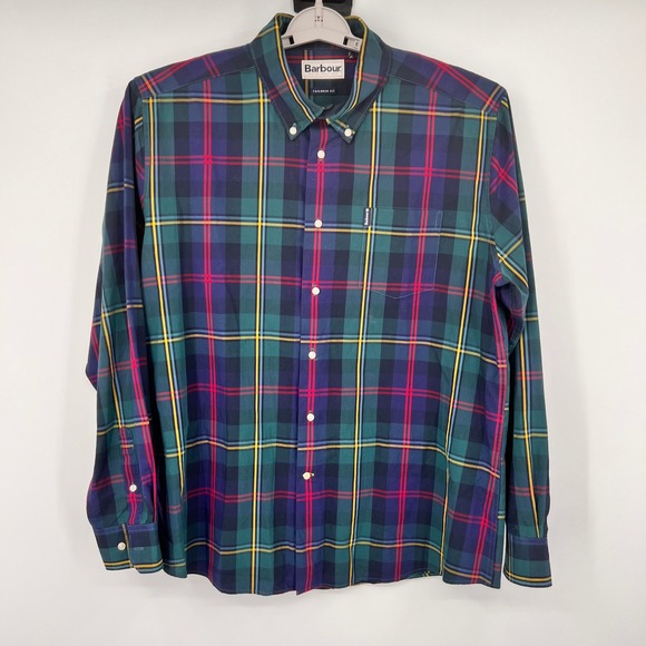 Barbour Other - Barbour Tailored Fit Tartan‎ Plaid Button Down Shirt Green Navy Red Mens XL